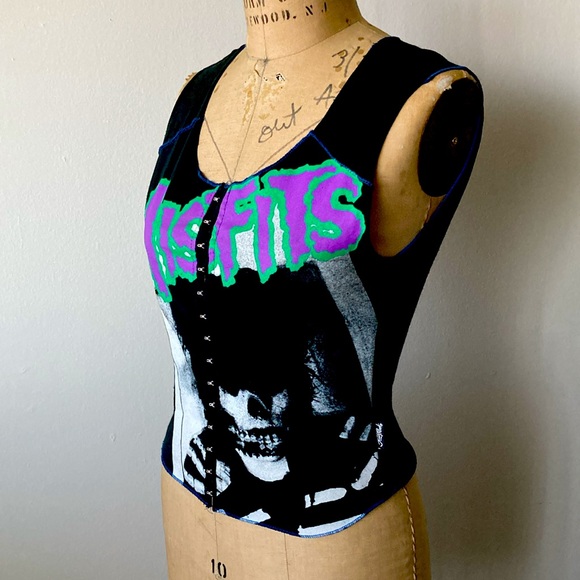 RARE MISFITS JONNY ROCK Corset Top Vintage band tee t-shirt sleeveless tank XS/S - Picture 4 of 7